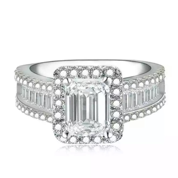 DIAMOND 925 STERLING SILVER ENGAGEMENT RING - Picture 3 of 3